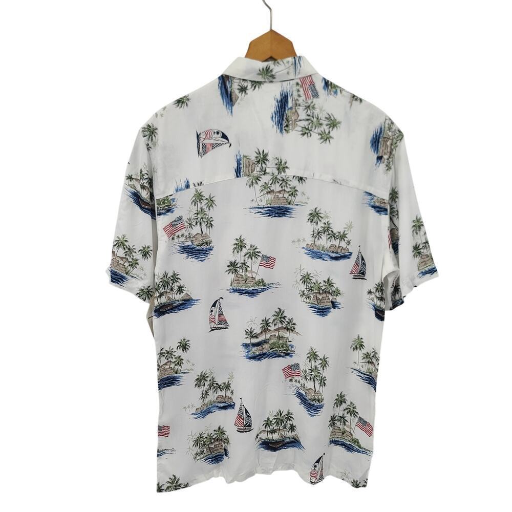 Island Shores Patriotic tropical Hawaiian Shirt Mens Small Resort Wear Vacation - Picture 2 of 7